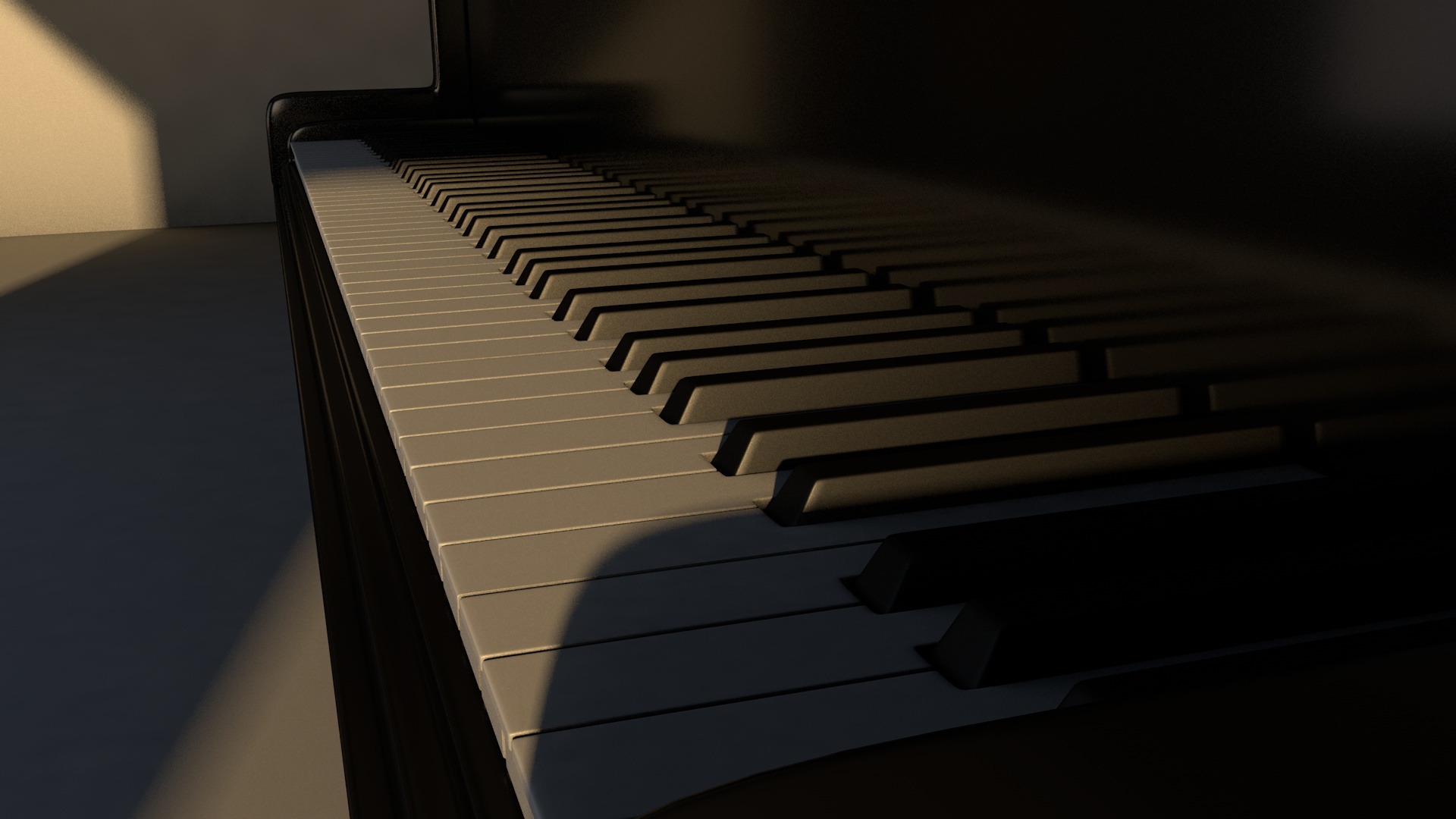 [Cinema 4D] ピアノの鍵盤をモデリングしてみよう！その5:  ライティング、カメラとレンダリング